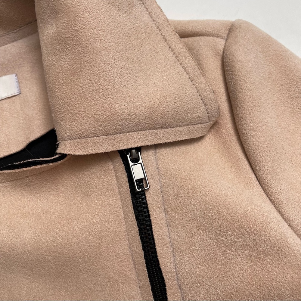 EVIE faux leather moto jacket in blush pink - Picture 3 of 11